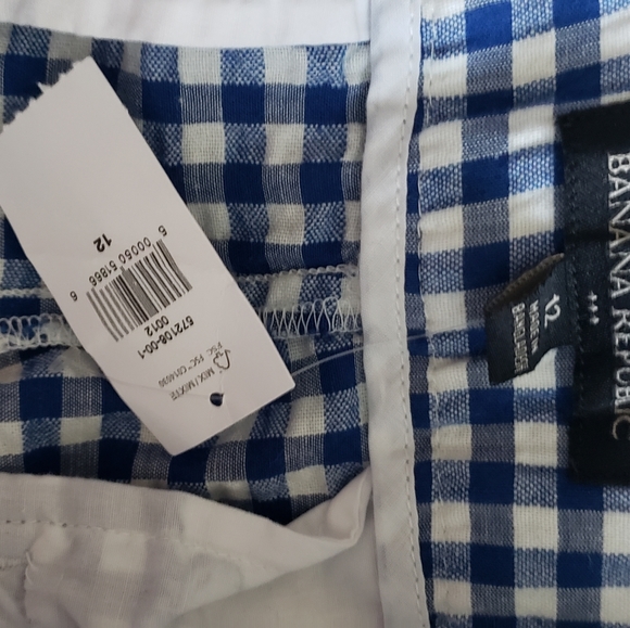 Banana republic gingham blue 12 crop pants NWT - Picture 4 of 4
